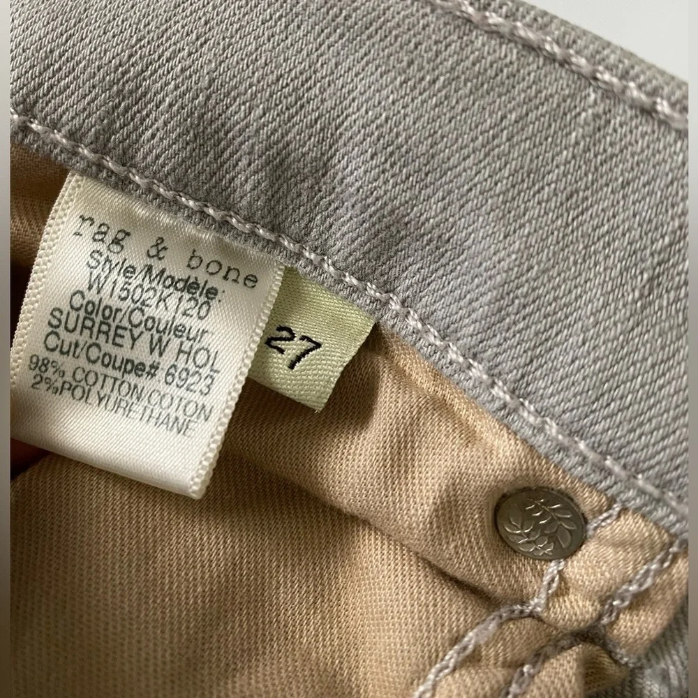 Rag & Bone Skinny Surrey Gray Distressed Skinny Mid Rise Stretch Celeb USA 27